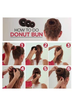 TsMADDTs TsMADDTs Hair Bun Maker - Accessories Kit with 7pcs Donut Bun Makers, 5pcs Elastic Bands, 20pcs Hair Pins - Dark Brown  - Image 2