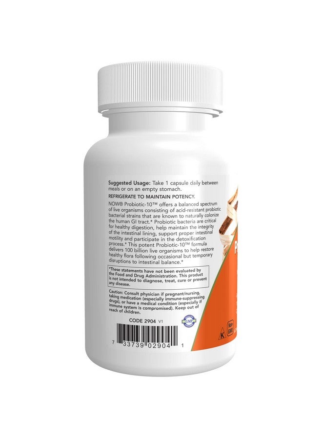 now Supplements Probiotic10™ 100 Billion With 10 Probiotic Strainsdairy Soy And Gluten Free Strain Verified 60 Veg Capsules - Image 3