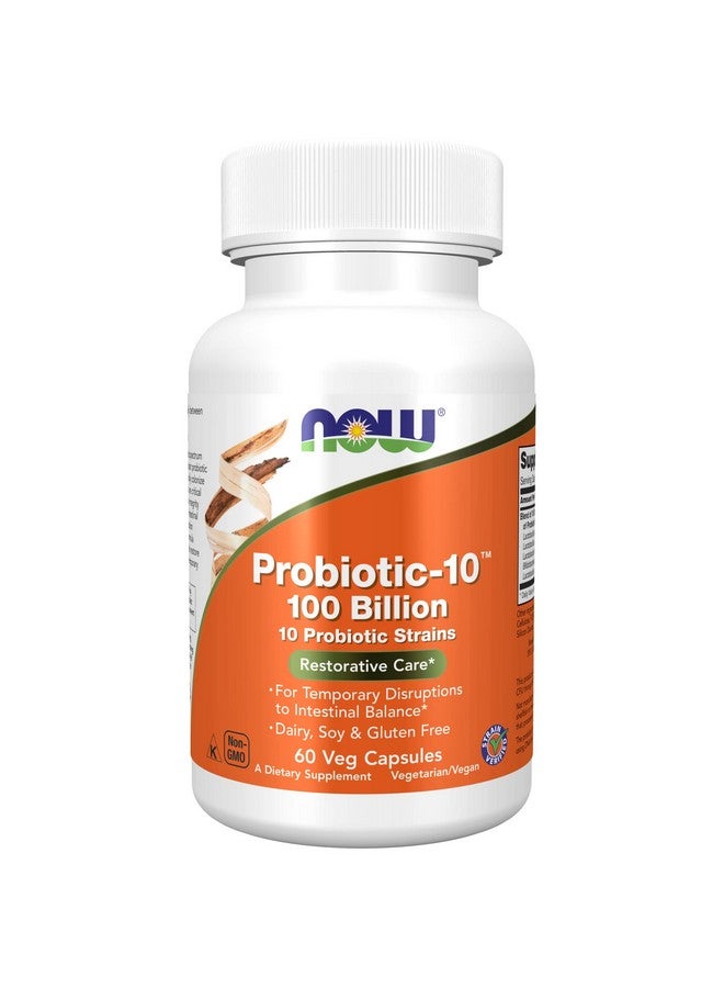 now Supplements Probiotic10™ 100 Billion With 10 Probiotic Strainsdairy Soy And Gluten Free Strain Verified 60 Veg Capsules - Image 2