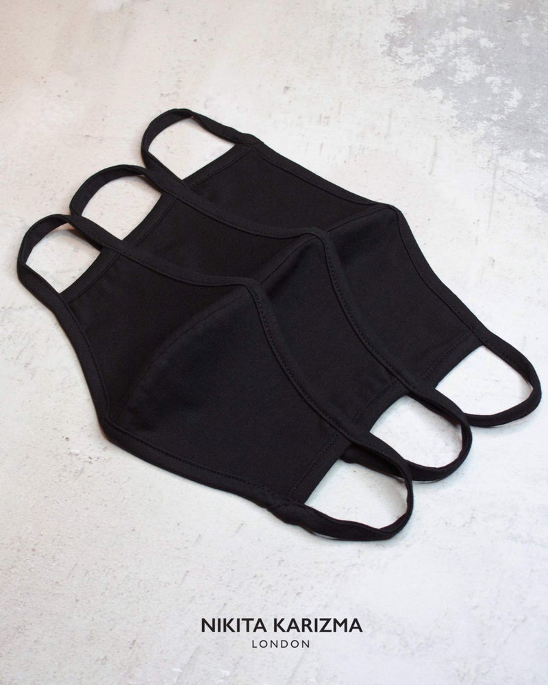 KARIZMA Stretch Sculpt Kids in Black Face Masks Fabric Face Mask 3 Childrens Masks - Image 2