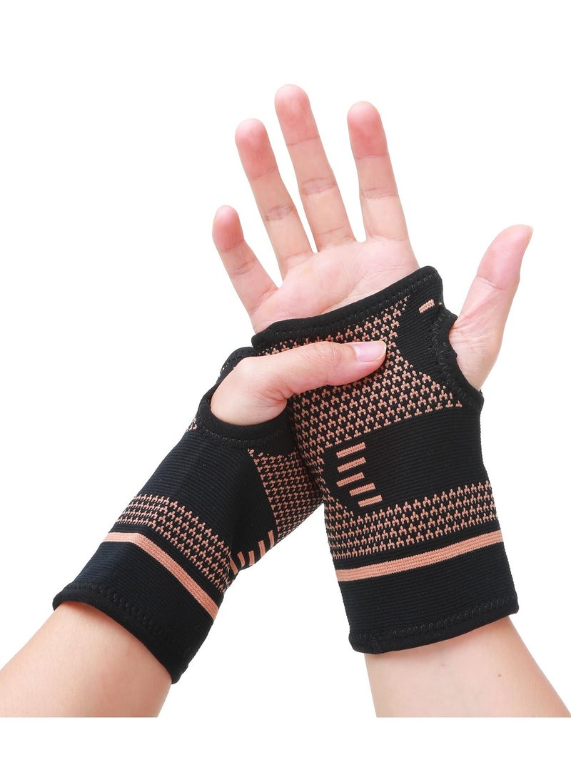 Excefore Arthritis Compression Gloves, Wrist Brace for Carpal Tunnel with Thumb Loop, Breathable Wrist Support Brace Fingerless Glove, Sport Hand Wrist Brace Arthritis Pain Relief for Women Men- (L) 1 Pair  - Image 1