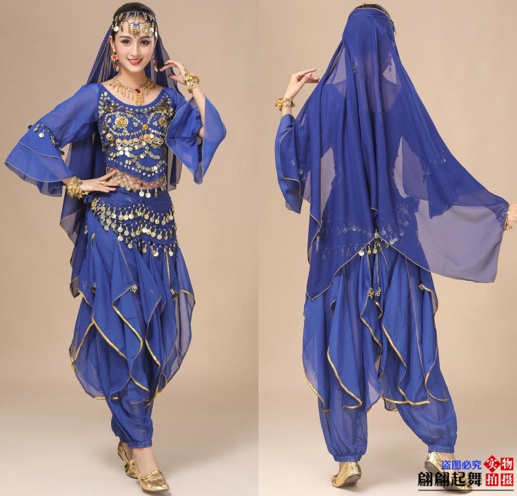 Indian Dance Costume Adult Female Belly Dance Performance Costume Suit New Long Sleeve Ethnic Style Stage Performance Suit - Image 1
