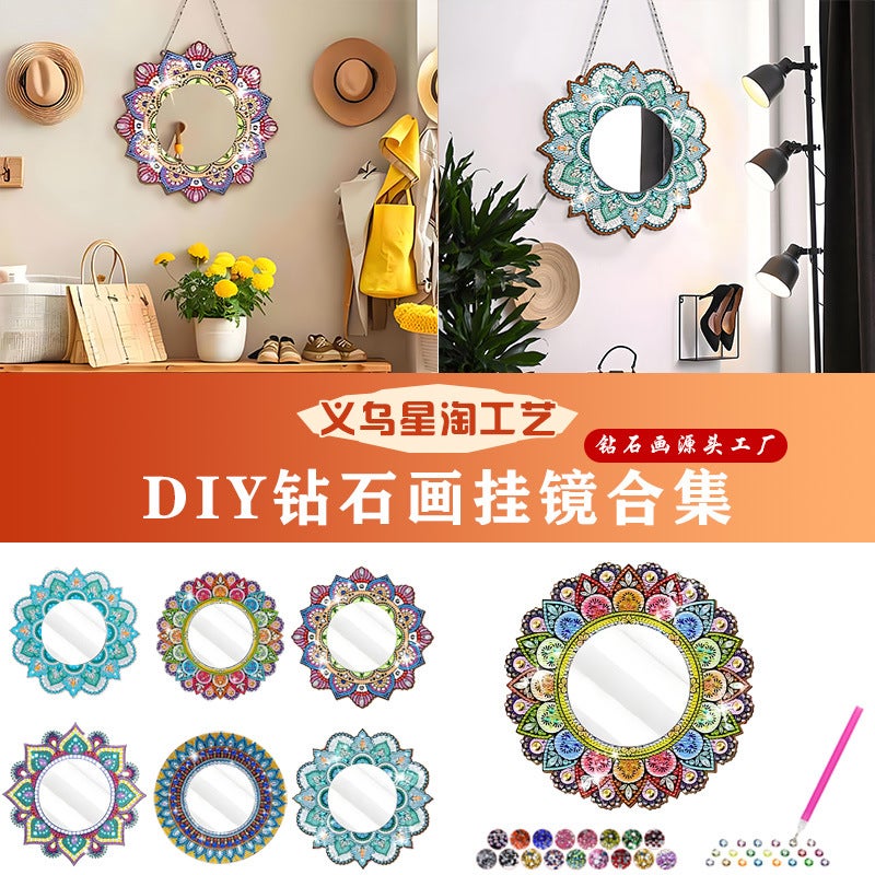 Hollow Diamond Painting Mirror Mandala Diy Shaped Crystal Round Makeup Mirror Diy Diamond Stickers - Image 2