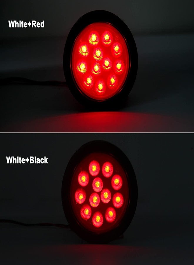 Partswcgg 10Pcs 4 Inch Round Led Trailer Tail Lights Red 12 LED Waterproof 4" Round LED Stop Turn Tail Brake Light Marker Trailer Truck RV Lights Sealed Grommet Flush Mount w/3 Prong Wire Pigtails - Image 3