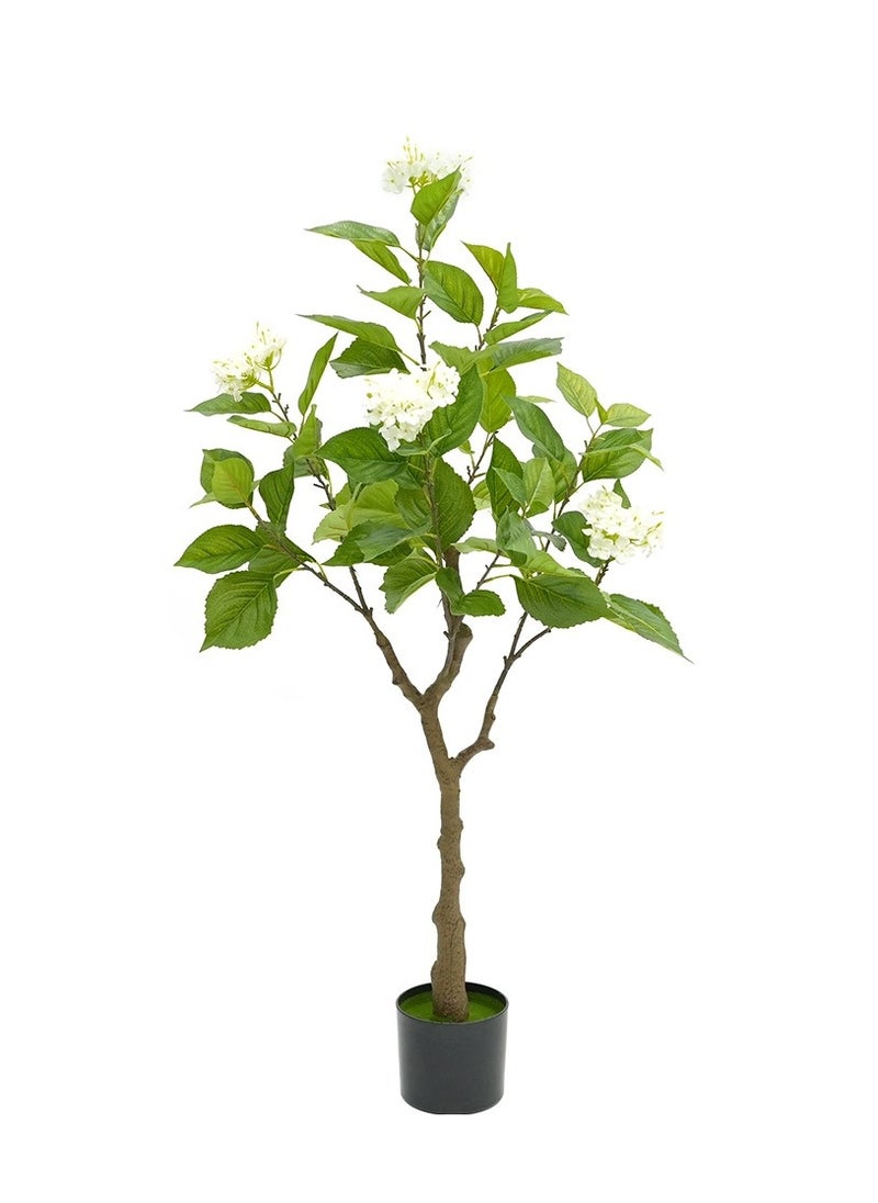 CIMIA Realistic Artificial Hydrangea Tree with White Flower Clusters, 120 cm Tall, Elegant Furniture Accent， Placement in living Rooms, Patios, Offices, Entrance or Family Prayer Room  - Image 3