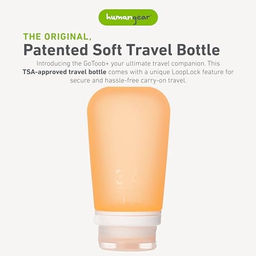 humangear GoToob+ (Large) | Refillable Silicone Travel Bottle | Locking Lid | Food-Safe Material | Orange, Large (3.4 fl.oz.; 100ml) - Image 2