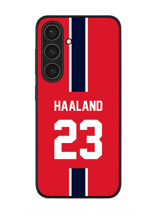 Stylizedd Rugged Black edge case for Samsung Galaxy S24 FE, Slim fit Case Flexible Anti Drop TPU Gel Thin Cover - Football Team - Norway, Player Name - Haaland - Image 1