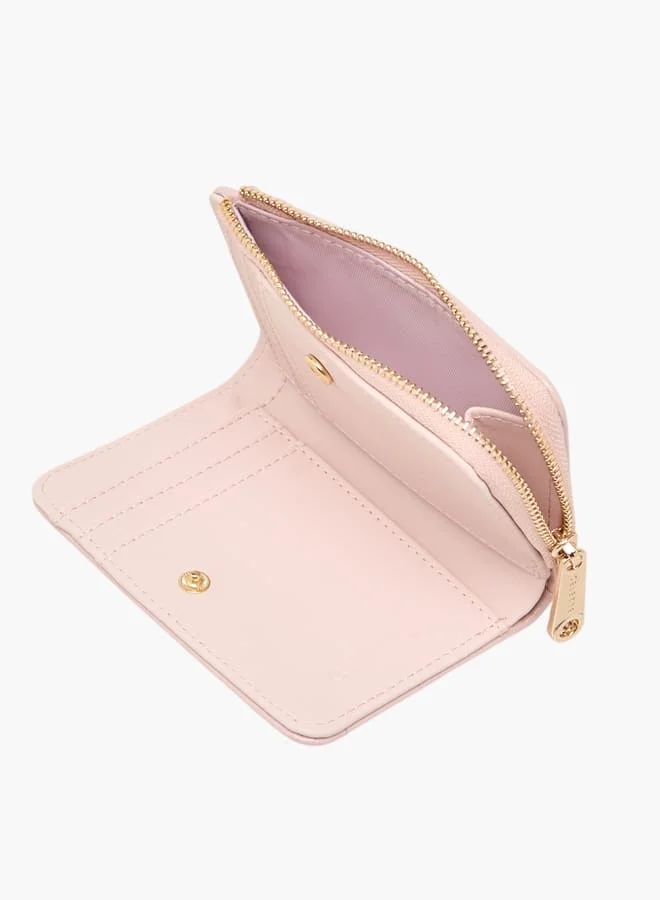 Celeste Womens Textured Bi-Fold Wallet With Zip Closure