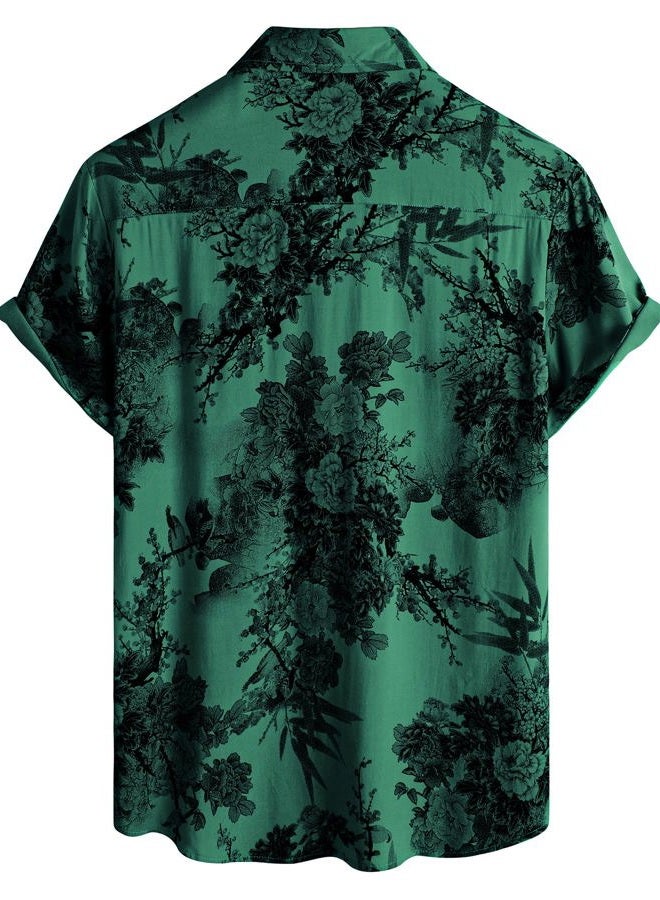 JOTOOK Mens Hawaiian Shirt Short Sleeve Button Down Tropical Shirts Casual Floral Summer Beach Shirt X-Large Green - Image 2