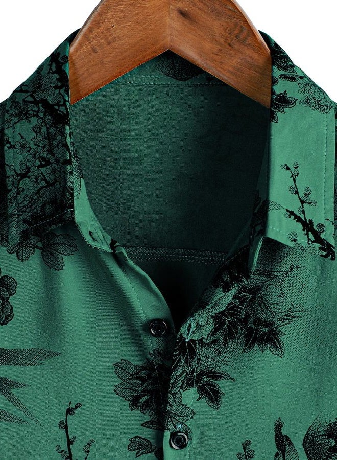 JOTOOK Mens Hawaiian Shirt Short Sleeve Button Down Tropical Shirts Casual Floral Summer Beach Shirt X-Large Green - Image 3