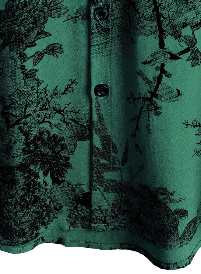 JOTOOK Mens Hawaiian Shirt Short Sleeve Button Down Tropical Shirts Casual Floral Summer Beach Shirt X-Large Green - Image 5
