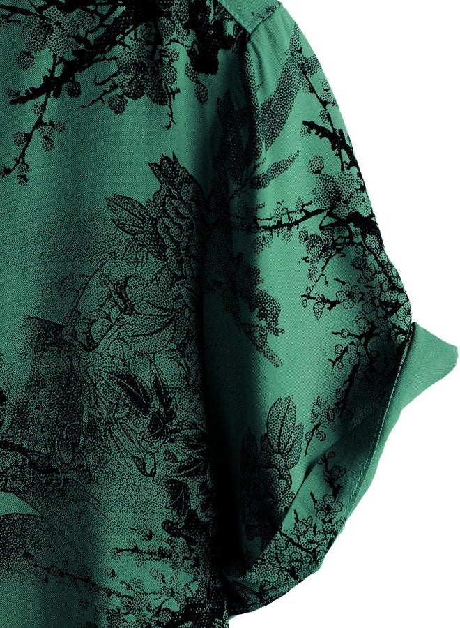 JOTOOK Mens Hawaiian Shirt Short Sleeve Button Down Tropical Shirts Casual Floral Summer Beach Shirt X-Large Green - Image 4