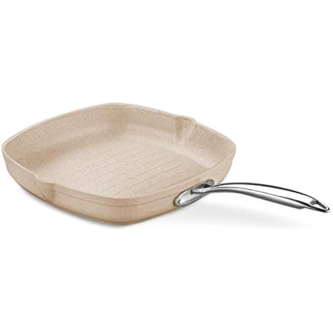 كوركماز مقلاة جرانيتا مربعة من الألومنيوم المطروق مقاس 28×28 سم، غير لاصقة ومطلية بالجرانيت، متوافقة مع أدوات الطهي الحثية Ka1268 - Image 2