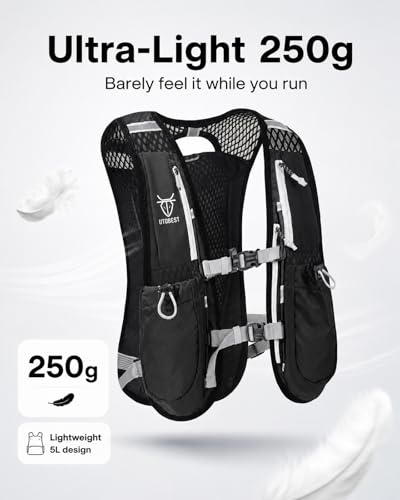 UTOBEST Running Vest 5L Hydration Vest Lightweight Breathable and Sweatproof Running Backpack Adjustable for Trail Marathon Race Jogging Cycling Blue Vest Only - Image 3
