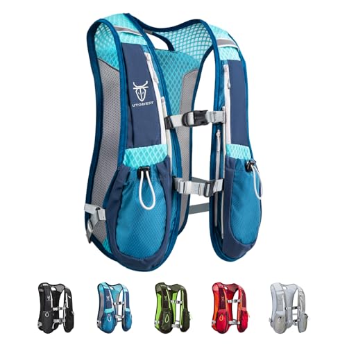 UTOBEST Running Vest 5L Hydration Vest Lightweight Breathable and Sweatproof Running Backpack Adjustable for Trail Marathon Race Jogging Cycling Blue Vest Only - Image 1