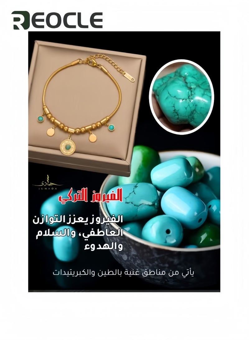 ريوكل قلادة نسائية تركوازية مطرزة بالخرز على الطراز البوهيمي قلادة لوتس عقدة فيروزية عتيقة الطراز، قلادة لوتس نسائية قلادة زفاف تركوازية هدية زفاف للنساء - Image 5