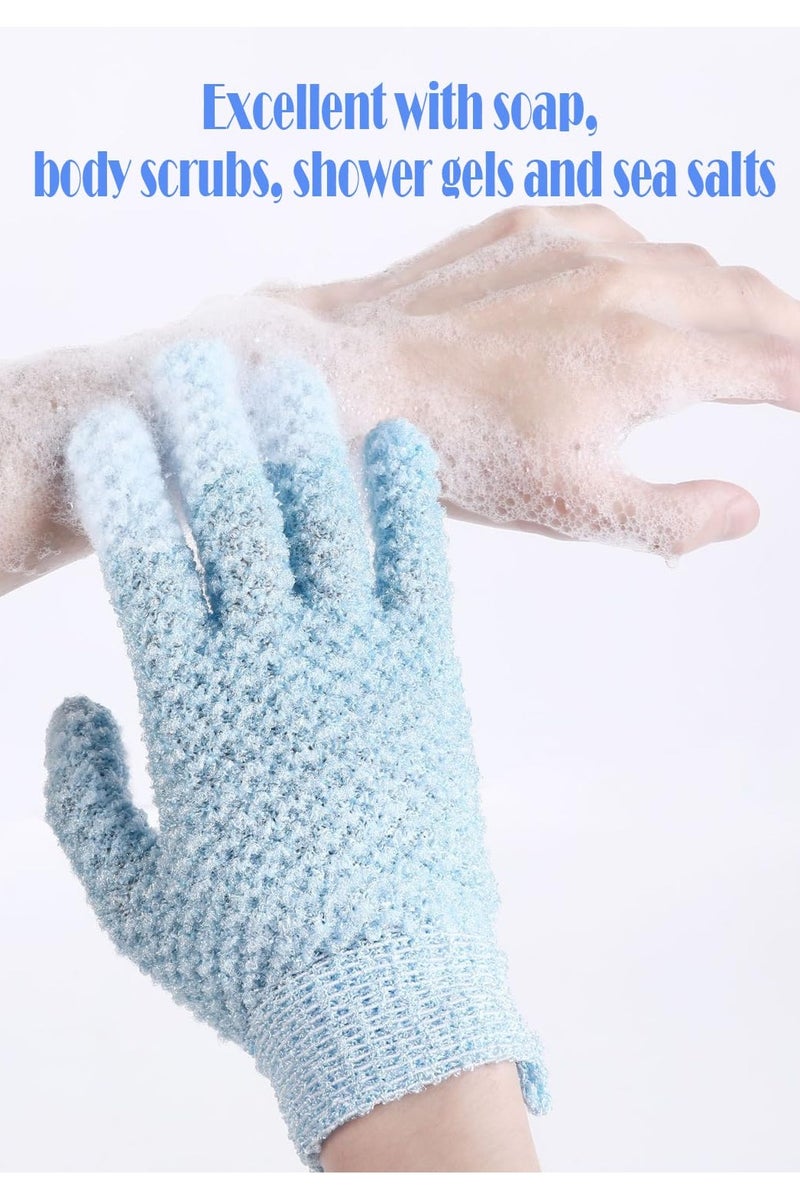 تنظيف عميق قفازات حمام تقشير - نايلون ثقيل النسيج دش مسك لإزالة الجلد الميت - آلة غسل مع حلقة معلقة (1 زوج، أزرق) - Image 2