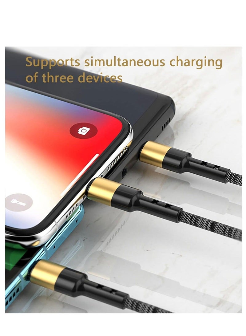 Captaintech Multi Charging Cable, 3 in 1 Nylon Braided 4FT/1.5M Multiple USB Charging Cord Adapter, IP/Type C/Micro USB Port Connectors Compatible with iphone Cell Phones Tablets and More - Image 3