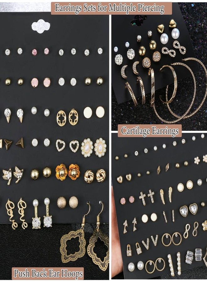 OATHYAN 72 Pairs Women Gold Earring Set, Geometric Fake Pearl Round Ball Stud Earrings, Hypoallergenic and Lightweight Gift for Women (#4 Gold) - Image 5