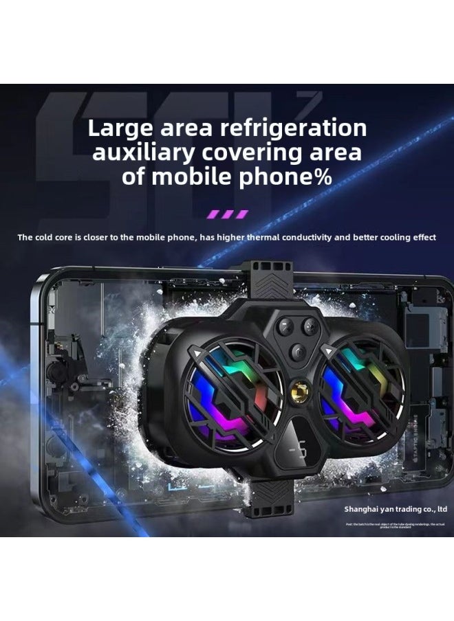 Generic - Live Broadcast Dedicated Mobile Phone Radiator Cooling Artifact Semiconductor Refrigeration Ultra-quiet Ice Back Clip Desktop Bracket-Color:[special For Desktop Live Broadcast] Dual-core Cooling | Three-speed Adjustment | Digital Display + Short Stand - Image 1