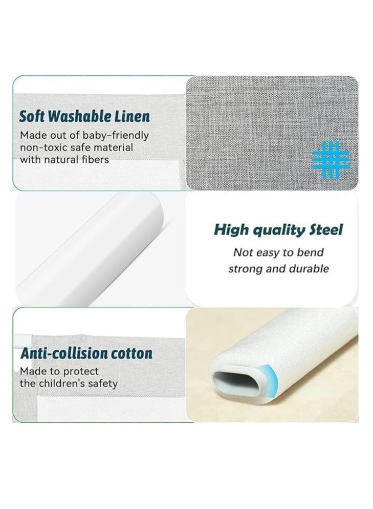 spa luxetique Foldable Crib Rail Guard,Toddler Bed Rails Guard,Universal Baby & Children Bed Rail,Upgrade Reinforced Safety Bed Fence Protector Rail for Cribs, Twin, Double, Full Size Queen & King Bed (70 Inch) - Image 3