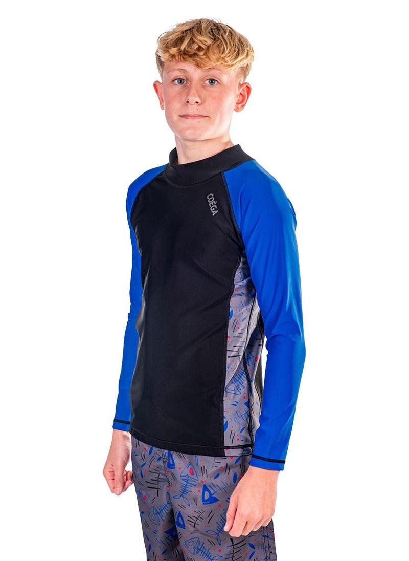 COEGA SUNWEAR COEGA Youth Boys Rashguard Long Sleeve - Blue Black Fish - Image 3