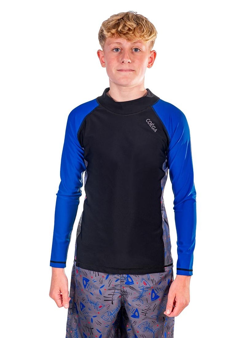 COEGA SUNWEAR COEGA Youth Boys Rashguard Long Sleeve - Blue Black Fish - Image 1