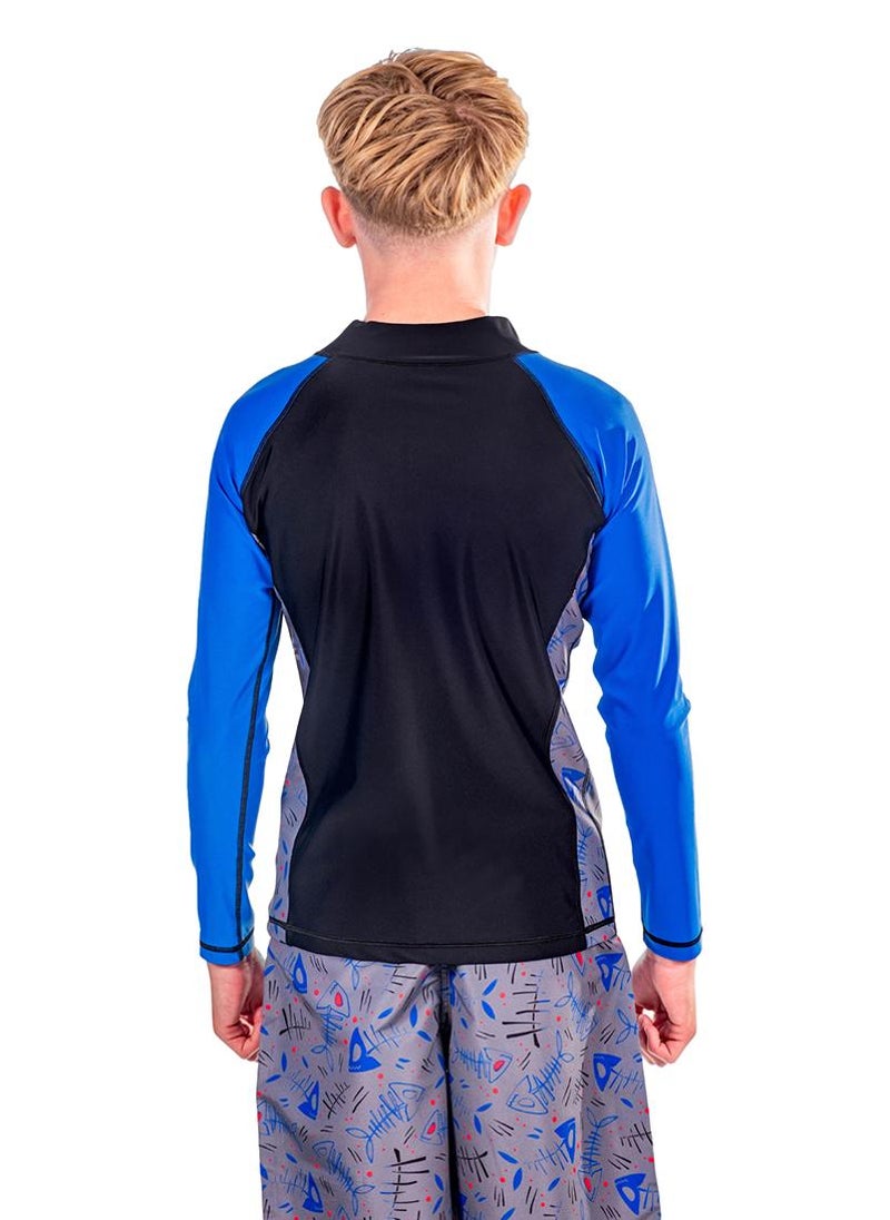 COEGA SUNWEAR COEGA Youth Boys Rashguard Long Sleeve - Blue Black Fish - Image 2