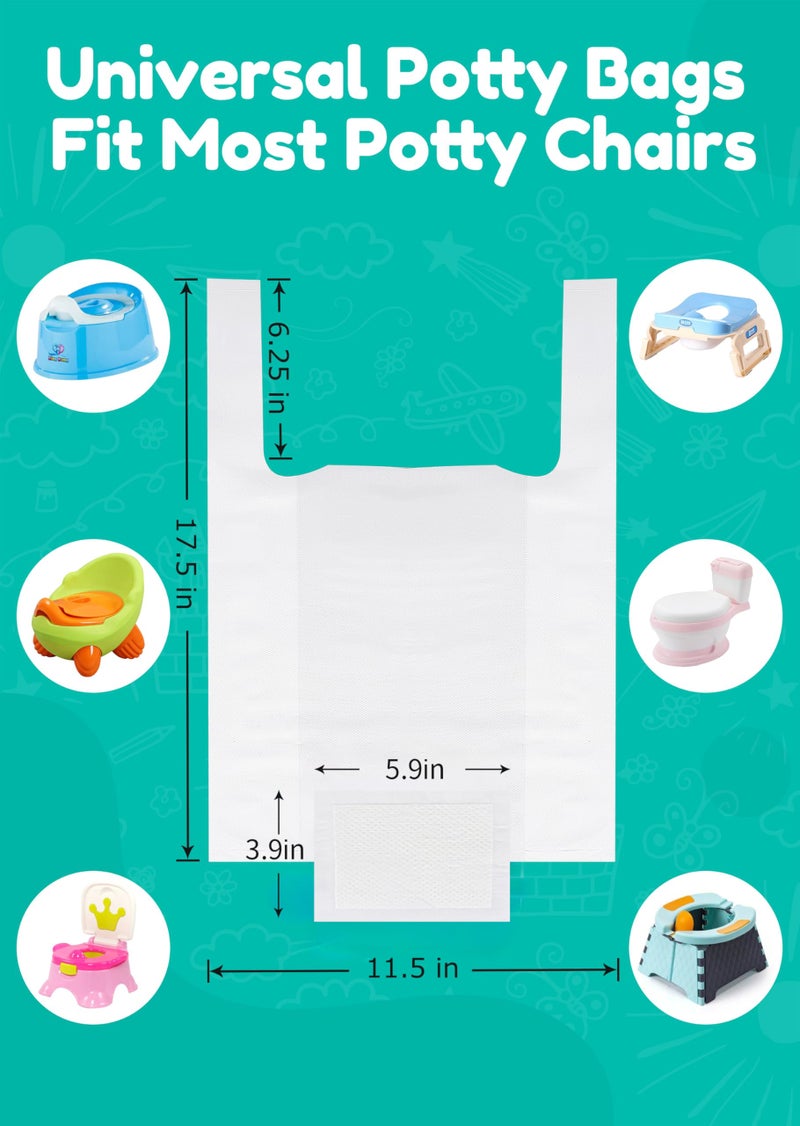 Newnice أكياس نيو نايس القابلة للتصرف 60 حزمة مع وسادات ماصة 200 مل، أكياس potty للسفر المحمولة متوافقة مع OXO Tot 2-in-1 Go Potty، بطانات تدريب potty تناسب معظم كراسي potty للأطفال، toddlers - Image 4