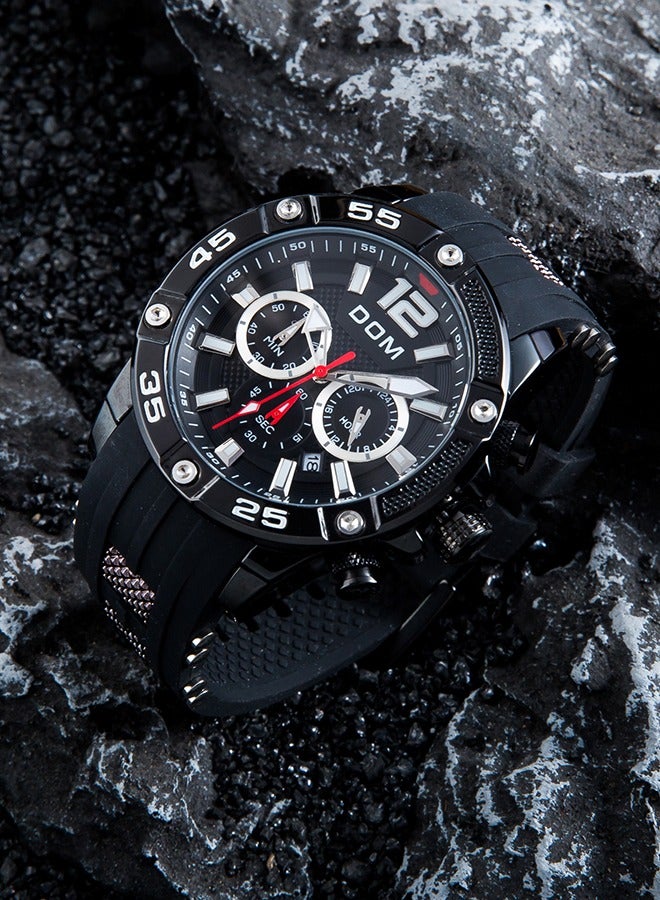 DOM men's sports watch, fashionable and exquisite dial and rubber strap, waterproof and luminous fashion quartz men's watch - Image 3