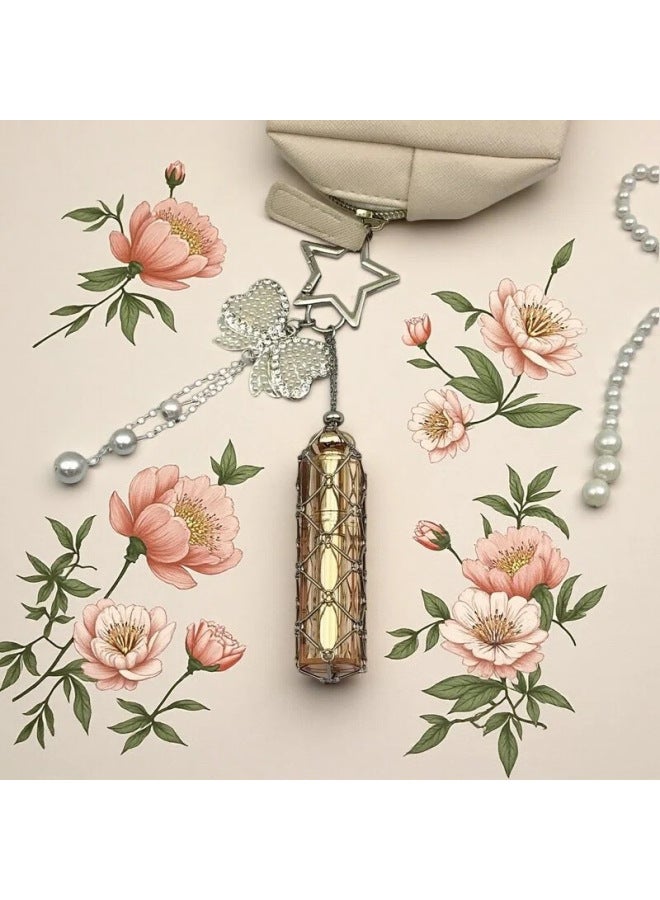 New High-end Silver Gold Butterfly Pendant Lipstick Mesh Bag Charm Lipstick Bag Women's Small Fragrance Style