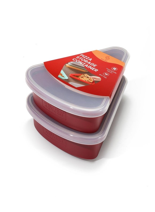 KEVJES 2-Pack Reusable Silicone Leftover Pizza Slice Storage Container with Air-tight Lids-BPA Free,Fits Single Slice up to 16”,Save Space,Refrigerator organizer (Cranberry) - Image 1