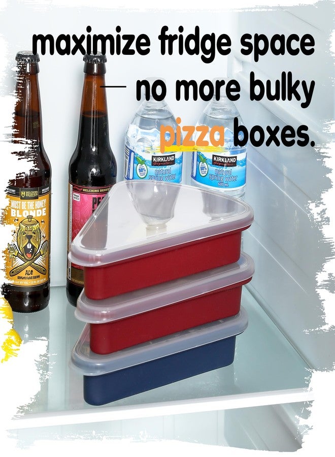 KEVJES 2-Pack Reusable Silicone Leftover Pizza Slice Storage Container with Air-tight Lids-BPA Free,Fits Single Slice up to 16”,Save Space,Refrigerator organizer (Cranberry) - Image 3