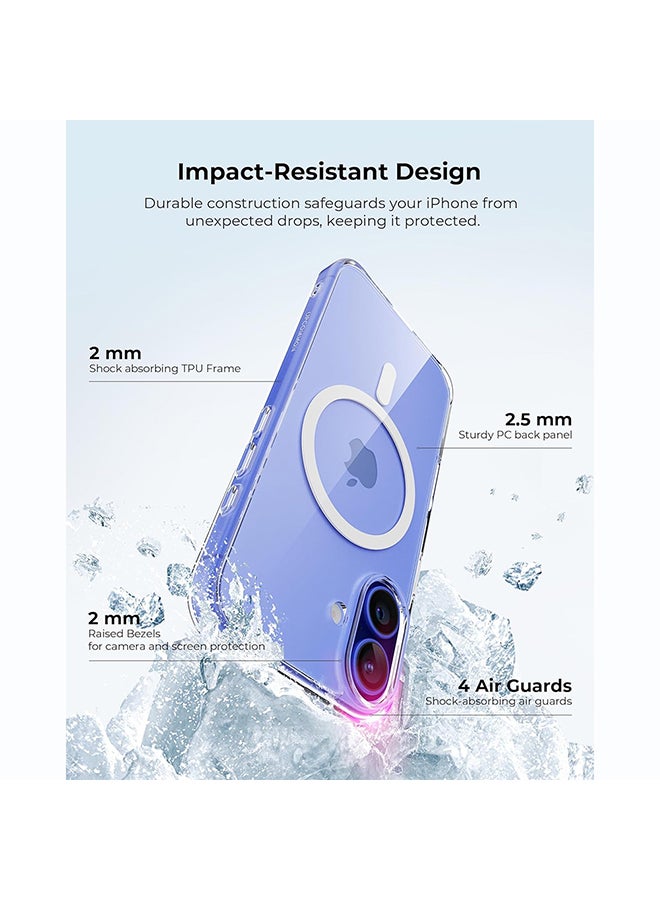 O Ozone Clear Hard Back Compatible With iPhone 16 [ Compatible With Magsafe ]| Transparent Shockproof Protective Cover | Slim Hybrid PC + TPU Phone Case | Anti-Yellow, Scratch Resistant - Image 2