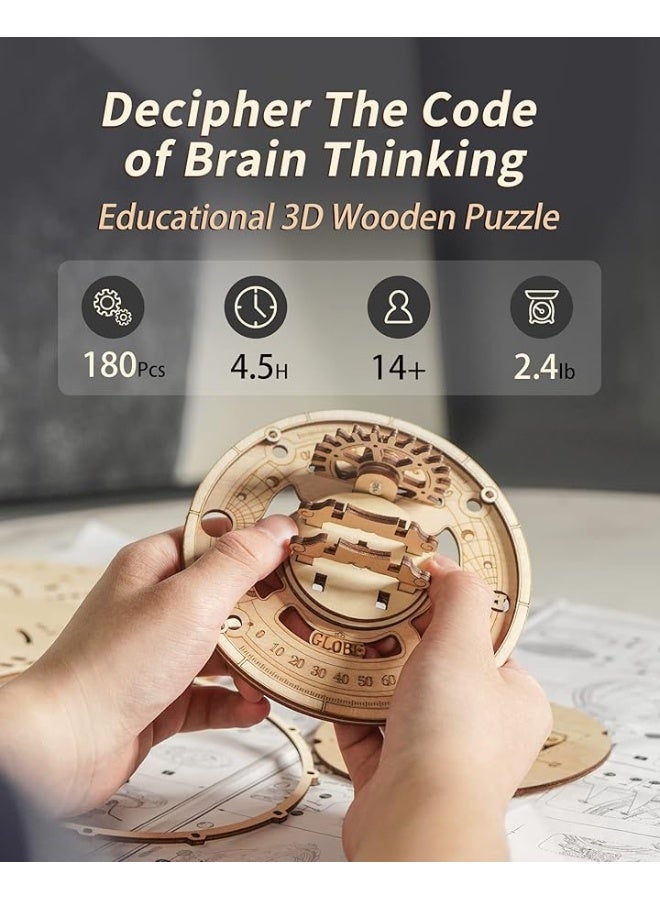 ROKR 3D Wooden Puzzles for Adults-LED Illuminated Wooden Globe Puzzle-Model Building Kits-Room Decor for Teen Girls Boys Women Men - Image 4