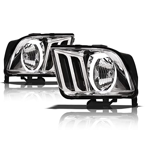 Alpha Owls 8711736 Crystal Headlights With White LED Halo - Chrome Fits 2005-2009 Ford Mustang Halogen Models - Image 1
