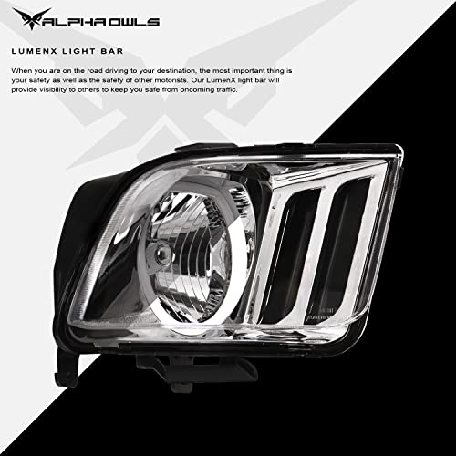 Alpha Owls 8711736 Crystal Headlights With White LED Halo - Chrome Fits 2005-2009 Ford Mustang Halogen Models - Image 4