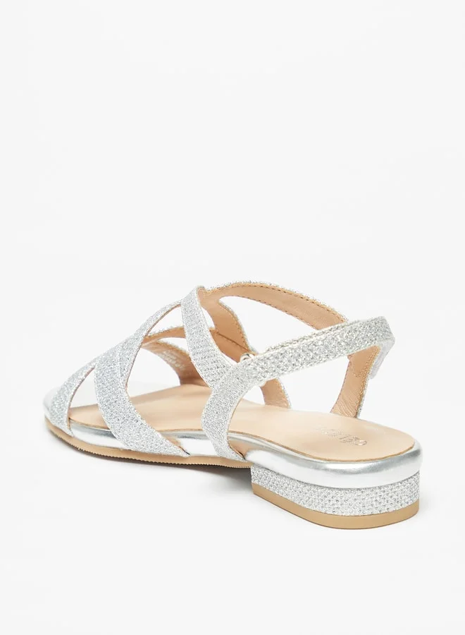 سيليست Girls Textured Flat Sandals with Hook and Loop Closure