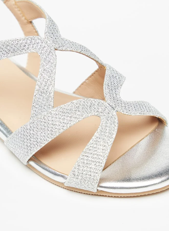 سيليست Girls Textured Flat Sandals with Hook and Loop Closure