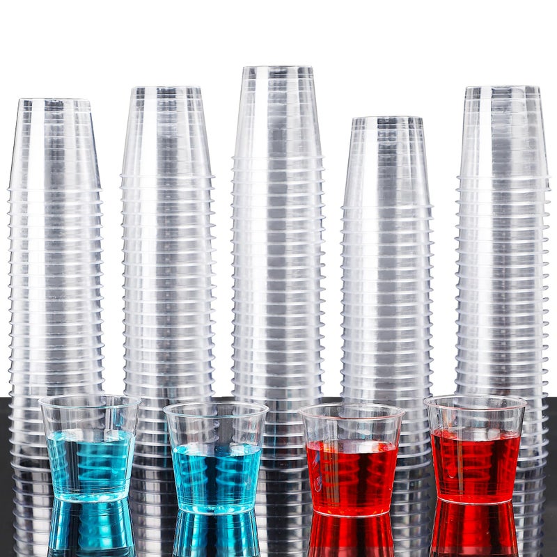 Zcaukya Zcaukya 500 Shot Glasses  1oz Clear Plastic Disposable Hard Cups  Mini Cups Great Container for Sauce  Sample Tasting  Jello Shots  Pudding - Image 1
