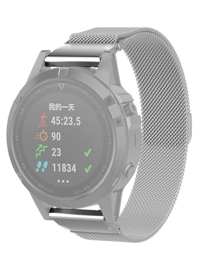 NIBEMINENT Milanese Strap Watchband For Garmin Fenix 6X Silver - Image 1