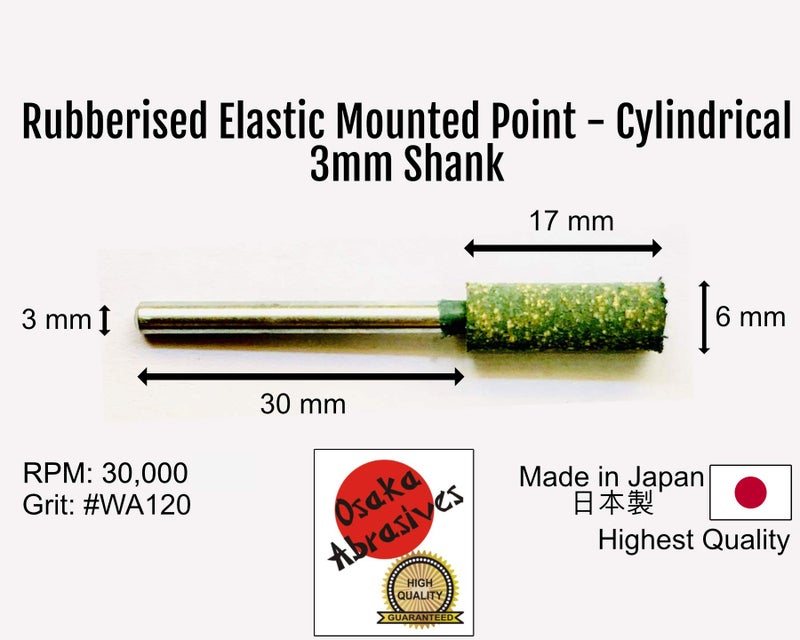 OSAKA ABRASIVE Rubber Elastic Mounted Point Size: 6 X 17 X 3 mm Shank - Pack of 5 Pieces - Image 2