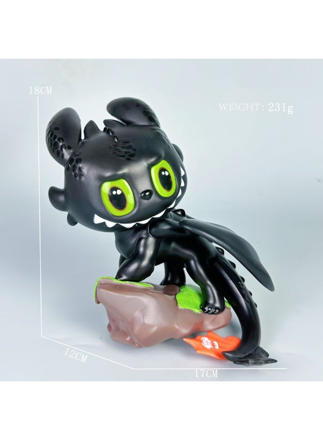 HALAMODO Chibi How To Train Your Dragon Toothless Large Size Action Figure Model , Cute Anime Collectible , Trendy Anime Statue Toy, Desktop Decor Figure Model Toy , Office Decor Figure , Car Ornament, Birthday Gift For Kids Boys and Girls, For Commemoration, Collection and Display, Black/Green,18 cm - Image 4