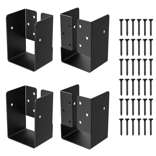FMhotu Concealed Joist Hanger (4 Pack),4"x6" Outdoor Concealed-Flange Joist Bracket with Screws, Q235B Steel Powder Coated Concealed Mount Light Joist Hangers for 4"x6" Beam, Swing, Handrail, Fence - Image 2