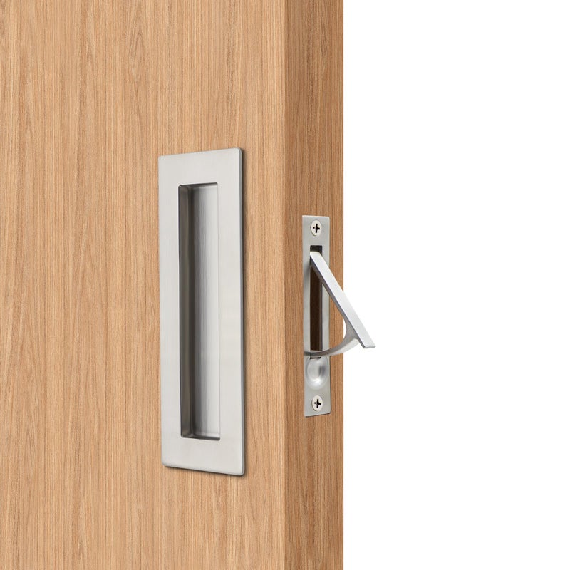 Dontay 2 Set Pocket Door Pull Handle304 Stainless SteelRectangle Recessed Flush Finger Pulls Edge Spring PullNo LockHardware Set for More Than 118 Thickness Sliding DoorBrushed Nickel6 - Image 2