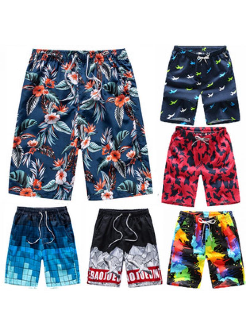 Y&D 6-Piece Men Swim Beach Shorts Quick Dry Swimming Trunks Drawstring Surfing Board Shorts Loose Boxers Short Pants  - Image 1