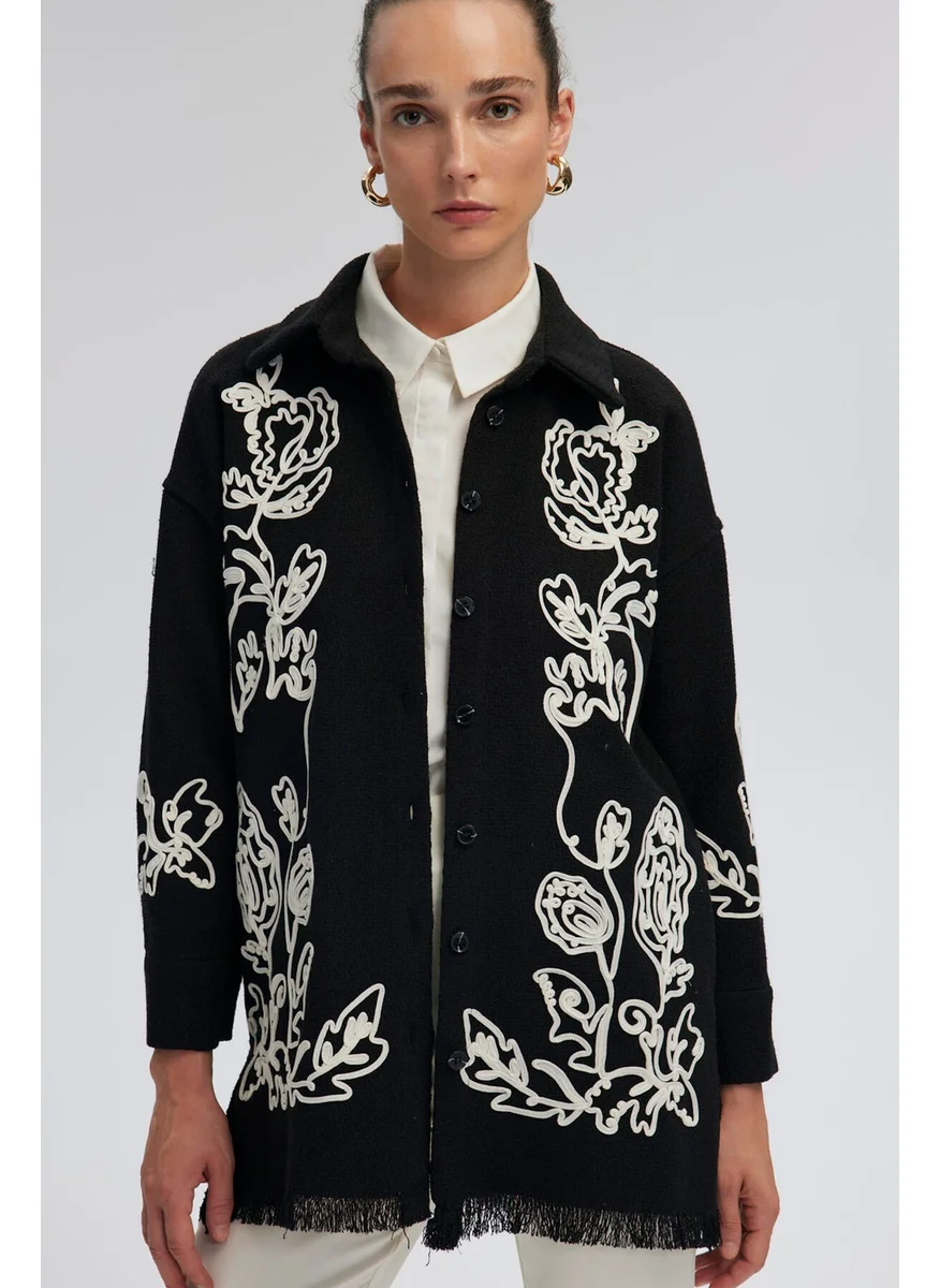 تاتشي Embroidered Jacket with Tassel Detail