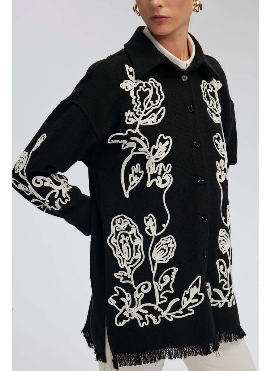 تاتشي Embroidered Jacket with Tassel Detail