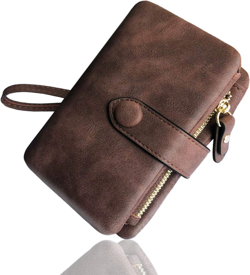 AOXONEL Women's Small Bifold Leather wallet Rfid blocking Ladies Wristlet with Card holder id window Coin Purse - Image 5