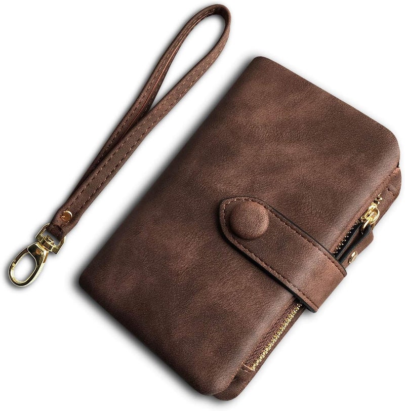 AOXONEL Women's Small Bifold Leather wallet Rfid blocking Ladies Wristlet with Card holder id window Coin Purse - Image 2